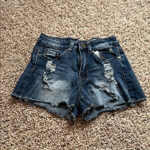Indigo Rein Blue Distressed Jean Shorts